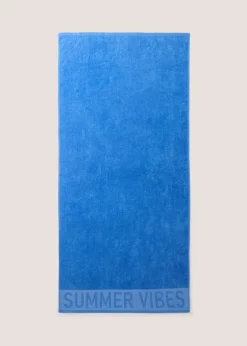 Blue Slogan Beach Towel