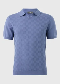 Blue Square Texture Smart Polo Shirt