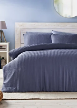 Blue Stripe Seersucker Duvet Set