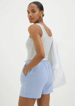 Blue Stripe Tie Waist Boxer Shorts