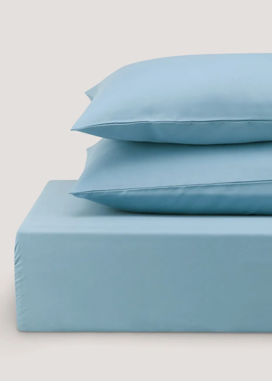 Blue Super Soft Fitted Bed Sheet & Pillowcase Bundle