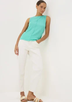 Blue Textured Seam Vest Top