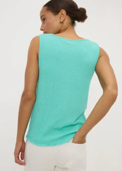 Blue Textured Seam Vest Top