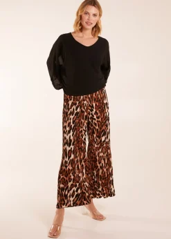 Blue Vanilla Abstract Cheetah Pleated Trousers