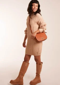 Blue Vanilla Beige Cable Knit Dress