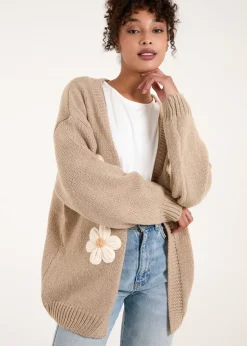 Blue Vanilla Beige Daisy Large Flower Cardigan