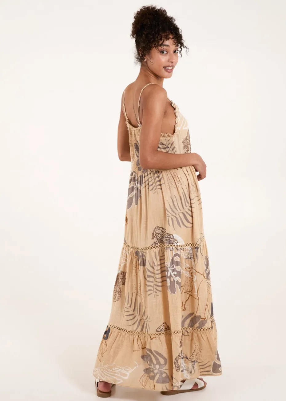 Blue Vanilla Beige Elephant Dress Cami Dress