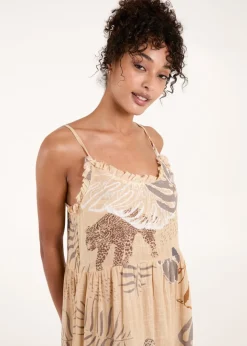 Blue Vanilla Beige Elephant Dress Cami Dress