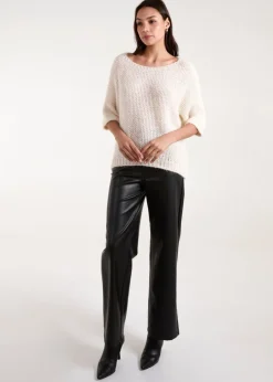 Blue Vanilla Beige Fluffy Textured Knit Jumper