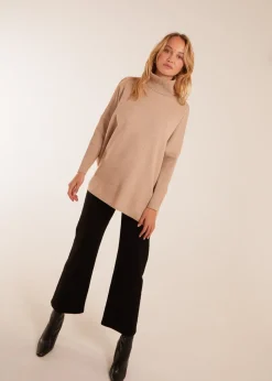Blue Vanilla Beige High Neck Boxy Jumper