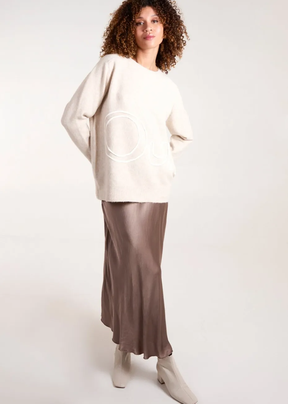 Blue Vanilla Beige Oui Embroidery Jumper