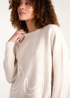 Blue Vanilla Beige Oui Embroidery Jumper