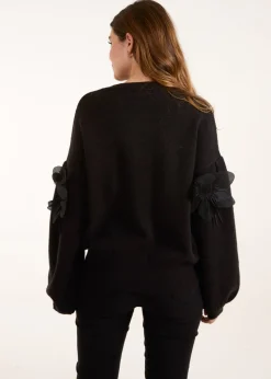 Blue Vanilla Black Applique Flower Jumper