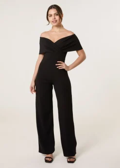 Blue Vanilla Black Bardot Wrap Jumpsuit