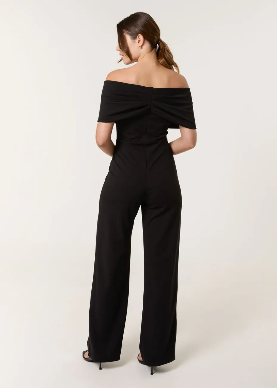 Blue Vanilla Black Bardot Wrap Jumpsuit