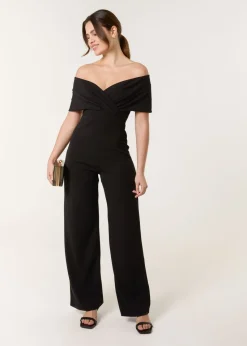 Blue Vanilla Black Bardot Wrap Jumpsuit
