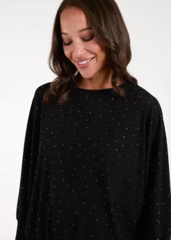 Blue Vanilla Black Batwing Top With Diamantes