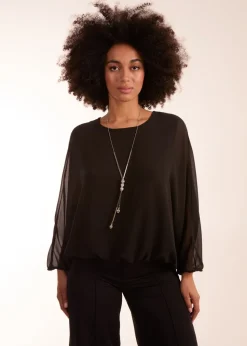 Blue Vanilla Black Batwing Necklace Top
