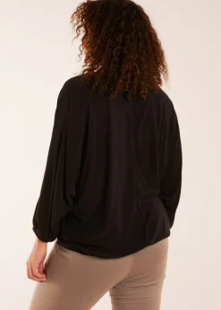 Blue Vanilla Black Batwing Necklace Elasticated Hem Top