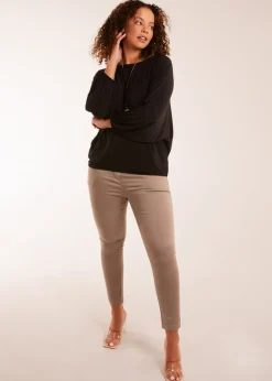 Blue Vanilla Black Batwing Necklace Elasticated Hem Top