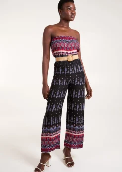 Blue Vanilla Black Belted Bandeau Jumpsuit