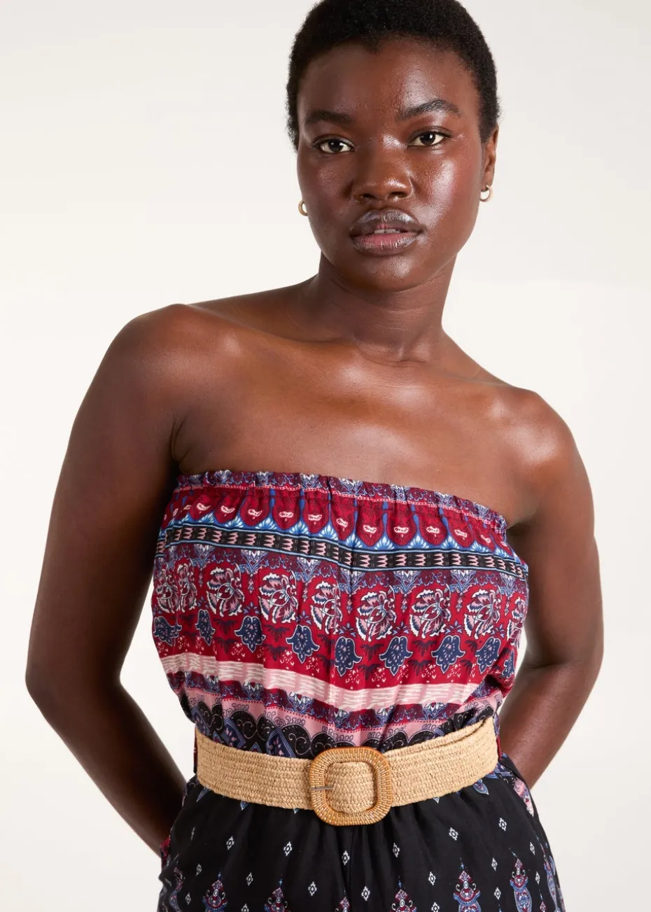 Blue Vanilla Black Belted Bandeau Jumpsuit