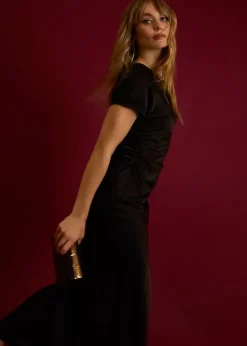 Blue Vanilla Black Bias Cut Batwing Slip Dress