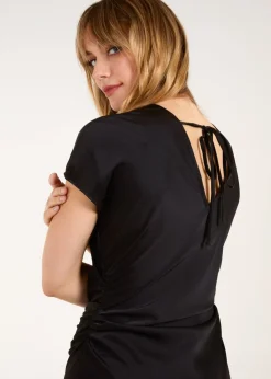 Blue Vanilla Black Bias Cut Batwing Slip Dress