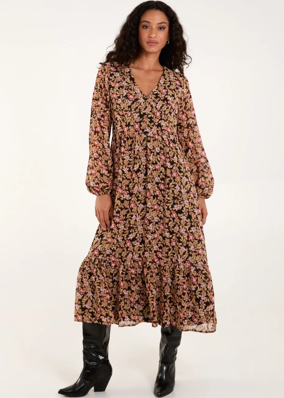 Blue Vanilla Black Button Through Midi Dress