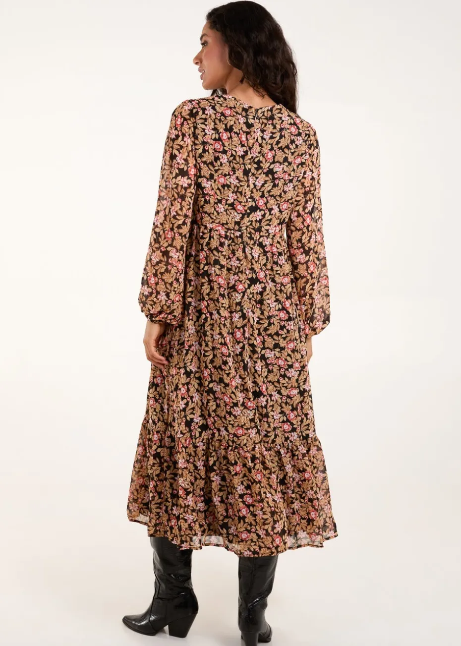 Blue Vanilla Black Button Through Midi Dress