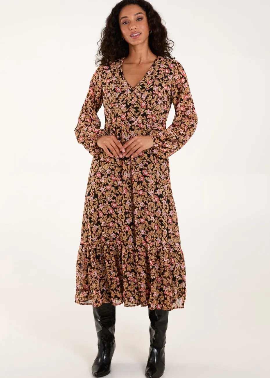 Blue Vanilla Black Button Through Midi Dress