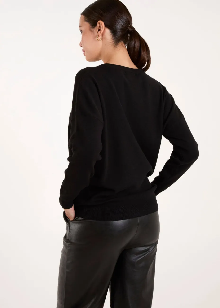 Blue Vanilla Black Champagne Glass Christmas Jumper