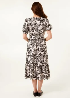 Blue Vanilla Black Coconut Button Front Midi Shirt Dress