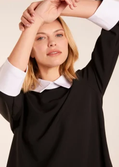 Blue Vanilla Black Collar & Cuff A Line Side Pocket Dress