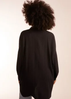 Blue Vanilla Black Crinkle Oversized Shirt