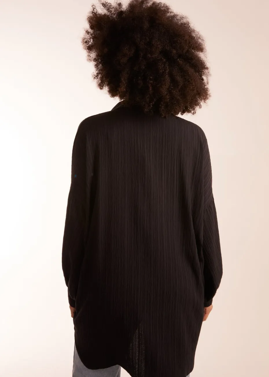 Blue Vanilla Black Crinkle Oversized Shirt