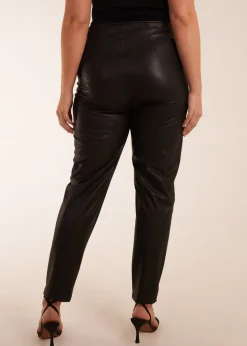 Blue Vanilla Black Curve Matte Faux Leather Tailored Trousers