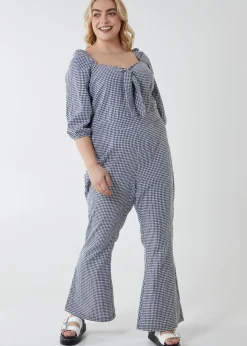 Blue Vanilla Black Curve Gingham Jumpsuit