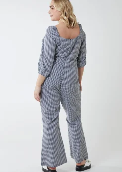 Blue Vanilla Black Curve Gingham Jumpsuit