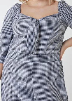 Blue Vanilla Black Curve Gingham Jumpsuit