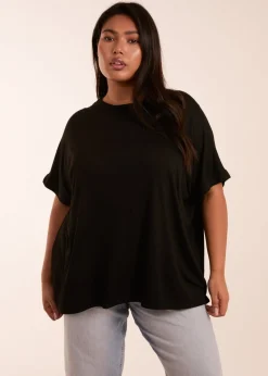 Blue Vanilla Black Curve Floral Crochet Back Top