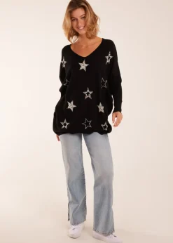 Blue Vanilla Black Diamante Pearl Star Jumper