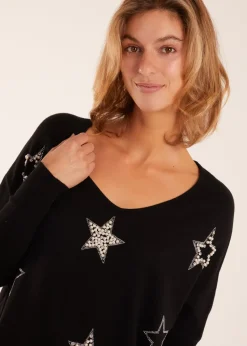 Blue Vanilla Black Diamante Pearl Star Jumper