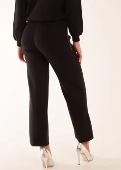 Blue Vanilla Black Diamante Knitted Flared Trousers