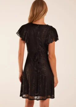 Blue Vanilla Black Double Frill Wrap Dress