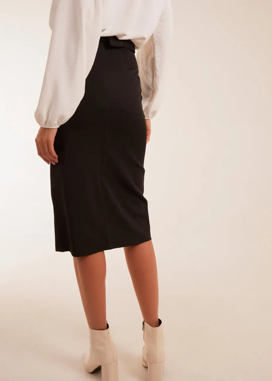 Blue Vanilla Black Front Split Midi Utility Skirt