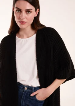 Blue Vanilla Black Knitted Mid Length Cardigan