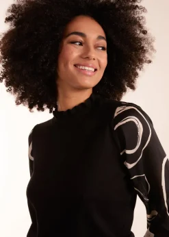 Blue Vanilla Black Marble Sleeve Frill Jumper