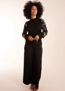 Blue Vanilla Black Marble Sleeve Frill Jumper