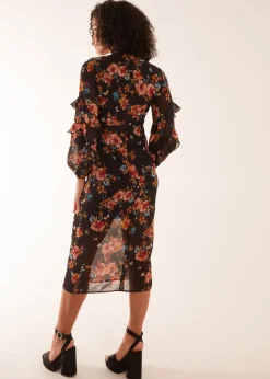 Blue Vanilla Black Midi Dress With Sleeve Details